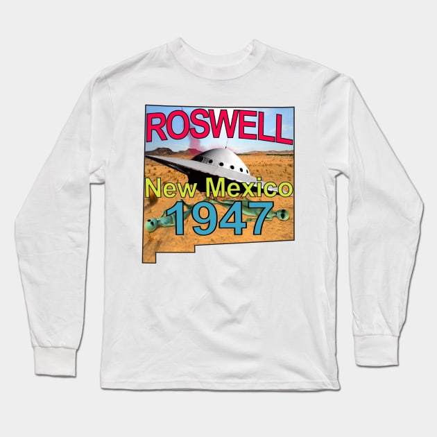 Roswell New Mexico 1947 UFO Aliens in Technicolor Long Sleeve T-Shirt by blueversion